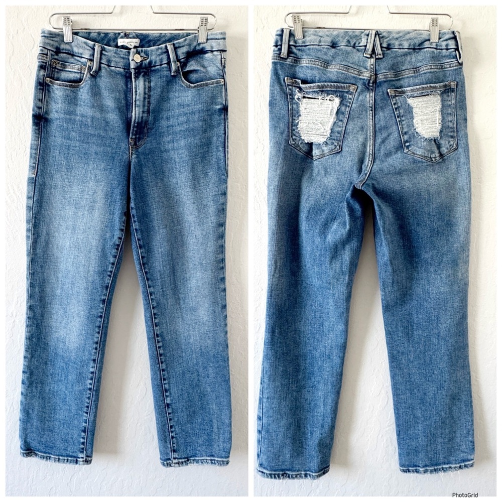 Good American Good Legs Straight jeans Classic Distressed pockets 10